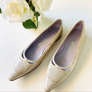 Salvatore Ferragamo Gray Patent Leather Flats 7.5B